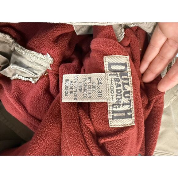 Duluth Trading Co. Lined Cargo Pants Men's 34X29 Tan - Picture 5 of 8